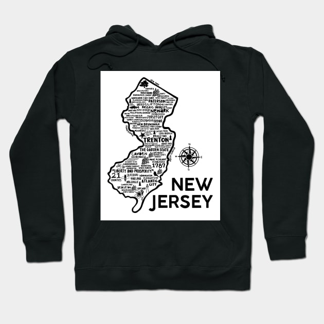 New Jersey Map Hoodie by fiberandgloss